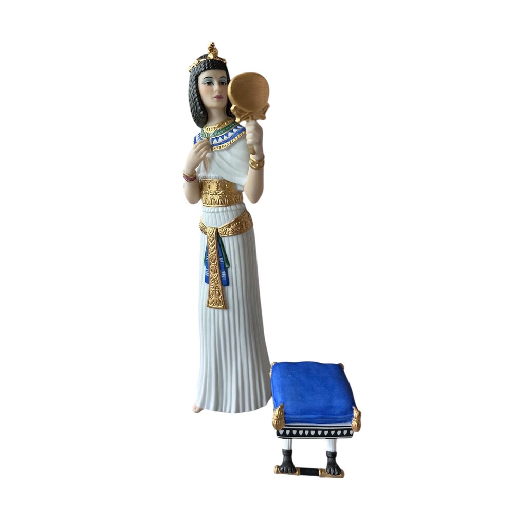 Vintage Lenox Cleopatra Figurine and Stool. 1990 Legendary Princesses Porcelain